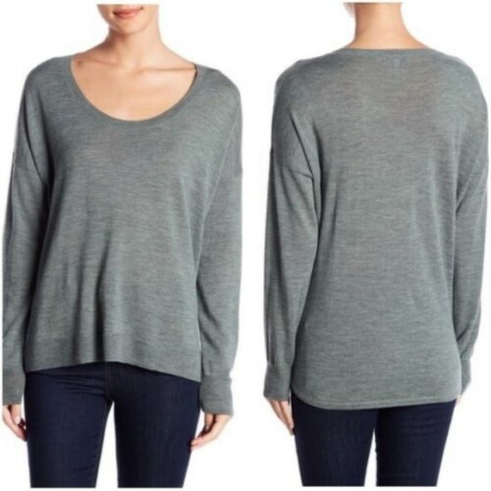Madewell Southstar Wool Blend Gray Pullover Scoop Neck Sweater Top J4817